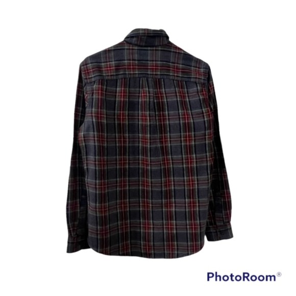 L.L. Bean Mens Grey Stewart Scotch Plaid Flannel Slightly Fittd LS Shirt Sz SM R - Picture 2 of 10